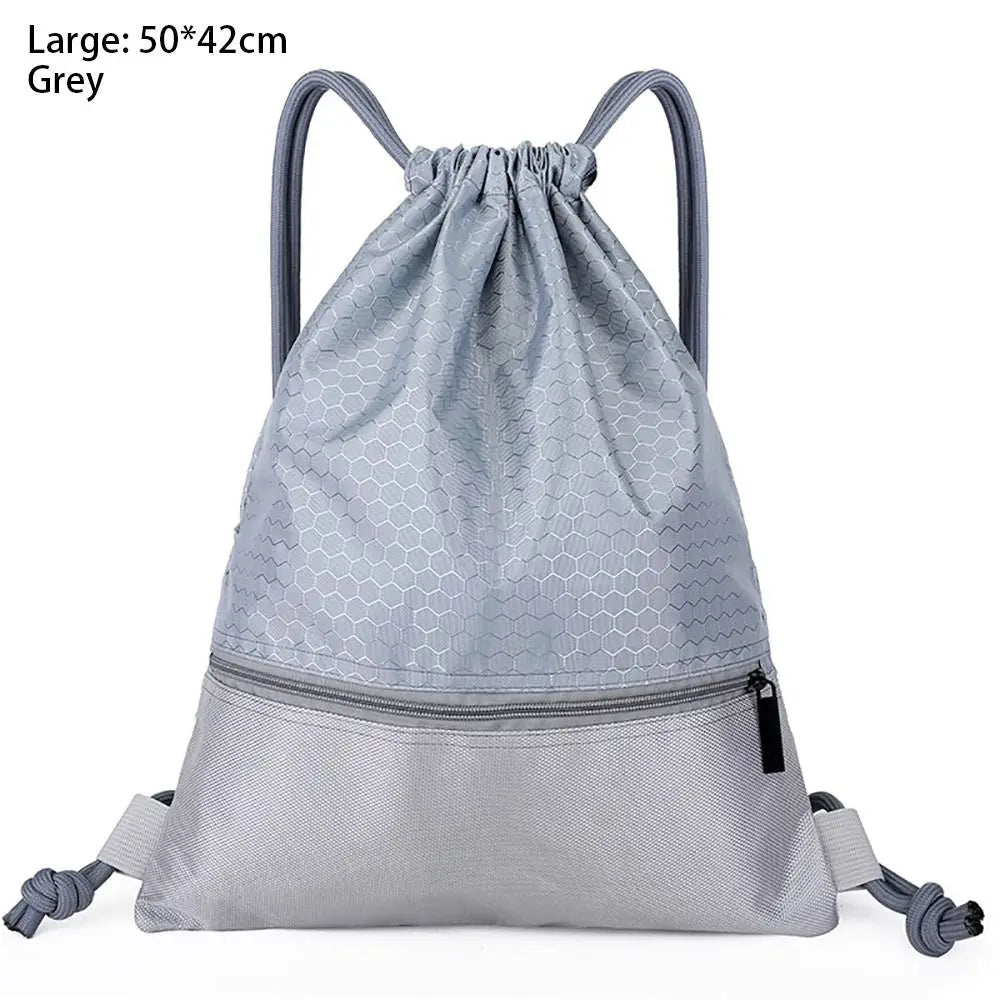 Waterproof Drawstring Sports Backpack with Zipper Pocket - Lightweight Gym Sackpack for Basketball & Training