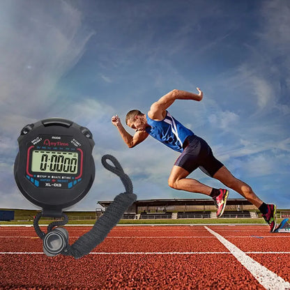 Professional Waterproof Digital LCD Sports Stopwatch Timer with Lanyard