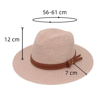 Breathable Straw Panama Hat - European American Style Jazz Sun Hat for Beach & Leisure