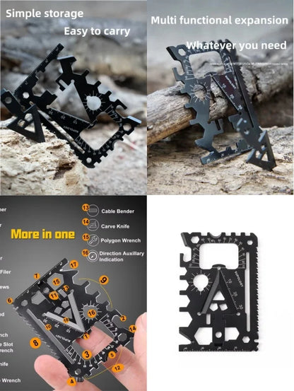 18-in-1 Multi-Functional Survival Card Tool - Portable Outdoor Wildlife Emergency Equipment