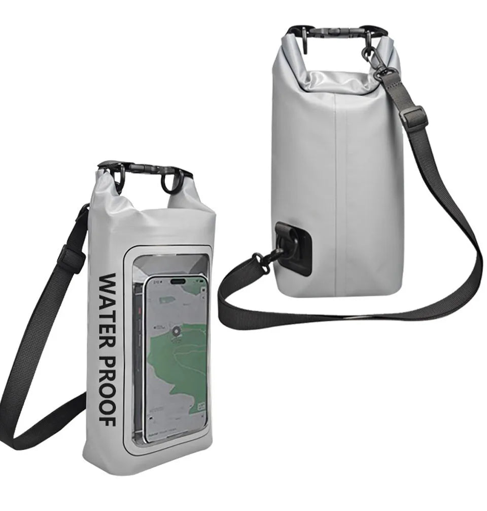 PVC Waterproof Dry Bag 2L - Touch Screen Phone Pouch for Swimming Rafting Surfing Boating - Shoulder Bag