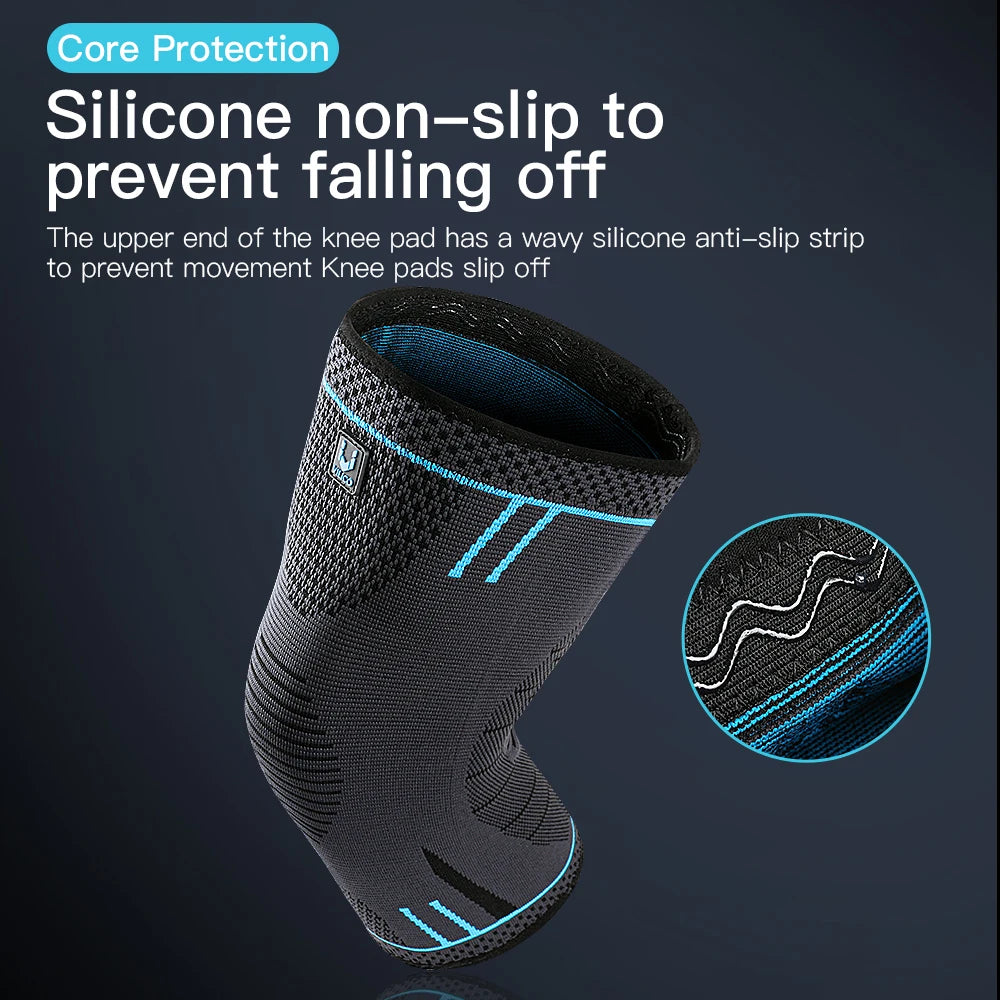 Compression Knee Support Sleeve - Elastic Breathable Knee Brace with Cushioning for Basketball, Volleyball, Running & Gym