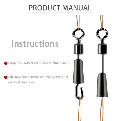 Quick-Change Fishing Line Connector with Ball Bearing Swivels - 30/50 Pack