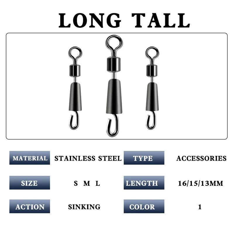 Quick-Change Fishing Line Connector with Ball Bearing Swivels - 30/50 Pack