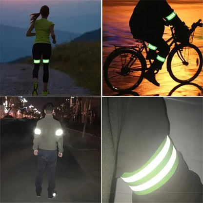 High Visibility Reflective Safety Bands - Wrist Arm Ankle Leg Straps for Night Walking Cycling Running