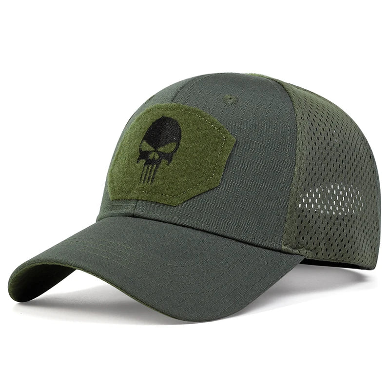 Unisex Skull Embroidered Baseball Cap - Breathable Adjustable Sun Hat for Spring & Autumn Outdoor