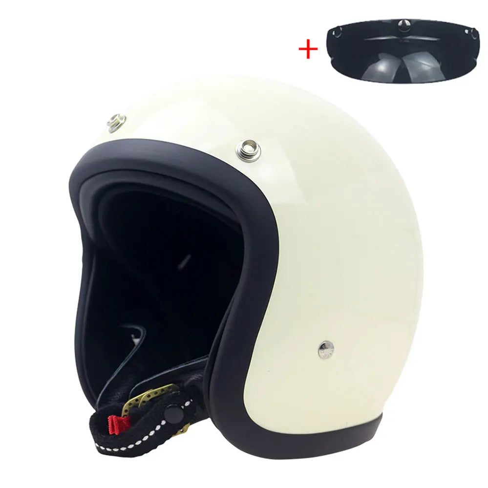 Vintage 500TX Open Face Motorcycle Helmet - Retro 3/4 Jet Style Scooter Helmet (Japanese/Korean Design)