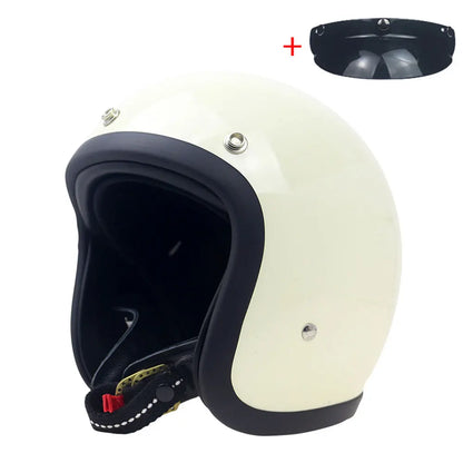 Vintage 500TX Open Face Motorcycle Helmet - Retro 3/4 Jet Style Scooter Helmet (Japanese/Korean Design)
