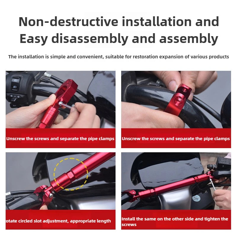 22mm Motorcycle Handlebar Crossbar - Adjustable Reinforcement Balance Bracket with Handle Grips | Steering Stabilizer Expansion Rod Replacement