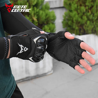 MOTOCENTRIC Half Finger Motorcycle Gloves - Breathable Summer Riding Gloves with Anti-Fall Palm Guard for ATV MTB Cycling