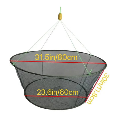 80CM Collapsible Drop Net - Multi-Purpose Fishing Trap for Shrimp, Crab, Prawn & Eel Catching with Loose Mouth Design
