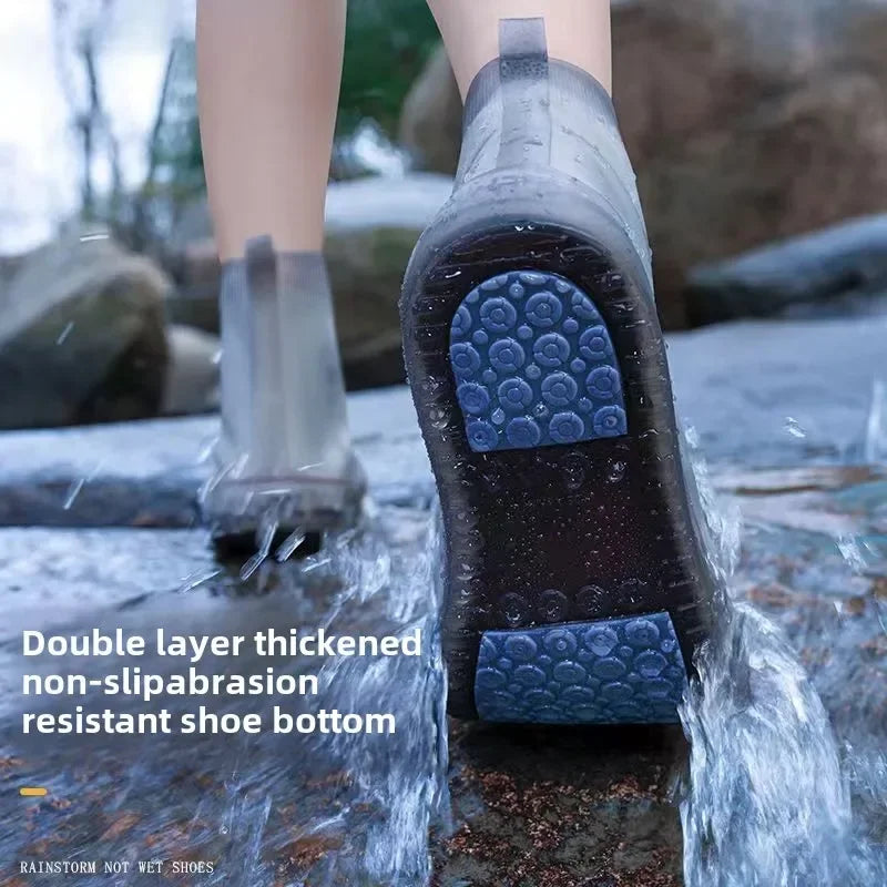 Silicone Waterproof Shoe Covers - Reusable Non-Slip Thick Wear-Resistant Rain Boot Protectors for Travel & Outdoor