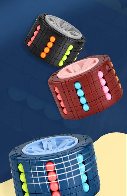 3D Rotating Cube Puzzle Toy - Magical Bean Gyro Slide Game for Stress Relief & Montessori Learning