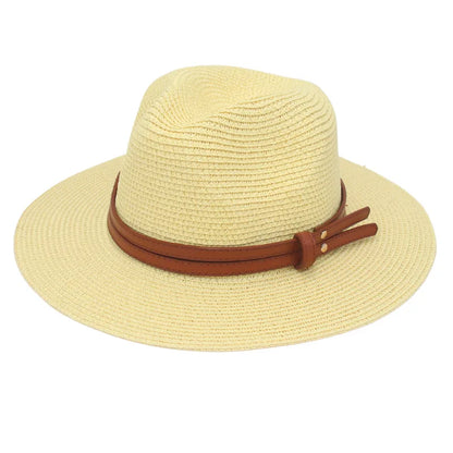 Breathable Straw Panama Hat - European American Style Jazz Sun Hat for Beach & Leisure