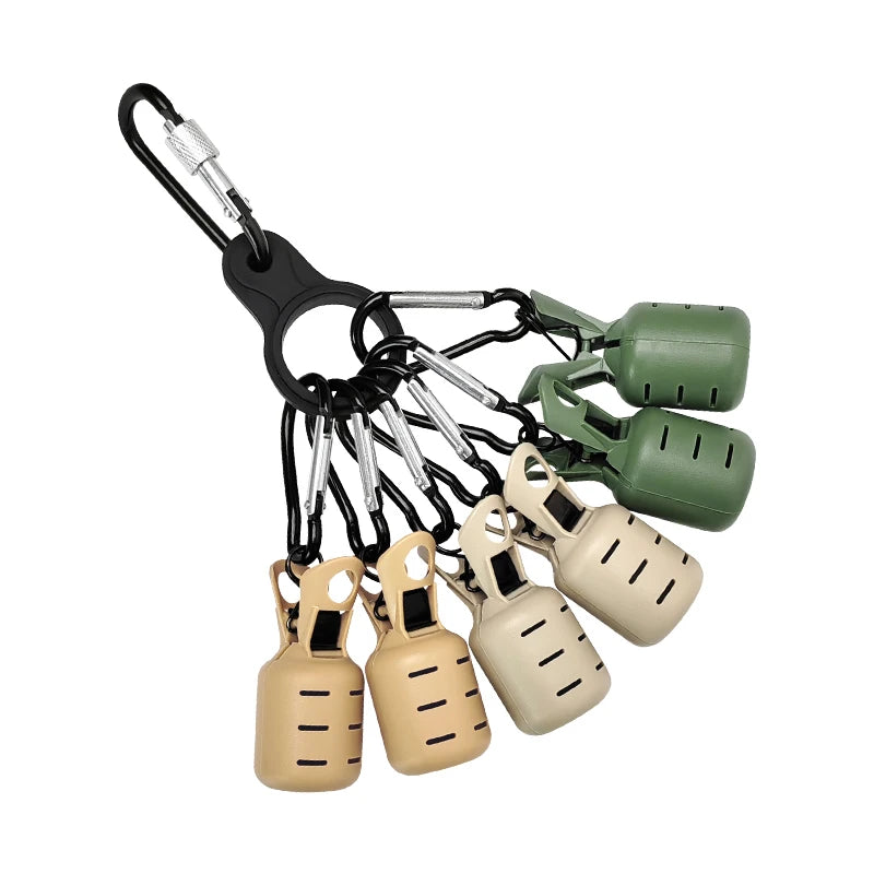 Squid Jig Bait Protector Kit - 6pcs Webfoot Octopus Egi Hook Covers with Carabiner for Cuttlefish Umbrella Lure Fishing Tackle