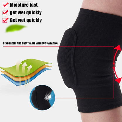 Elastic Knee Support Pads - 2 Pack Compression Knee Protectors with Thickened Sponge for Dance, Workout & Training