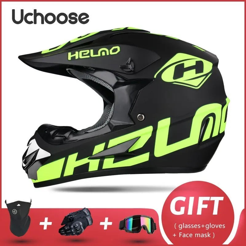 DOT Certified Professional Off-Road Motorcycle Helmet - Adults & Children - Downhill Racing Motor Helmet with Free Gift