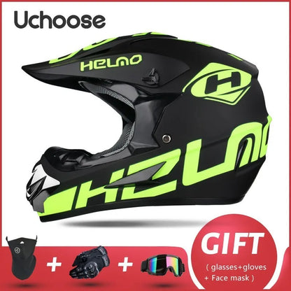 DOT Certified Professional Off-Road Motorcycle Helmet - Adults & Children - Downhill Racing Motor Helmet with Free Gift