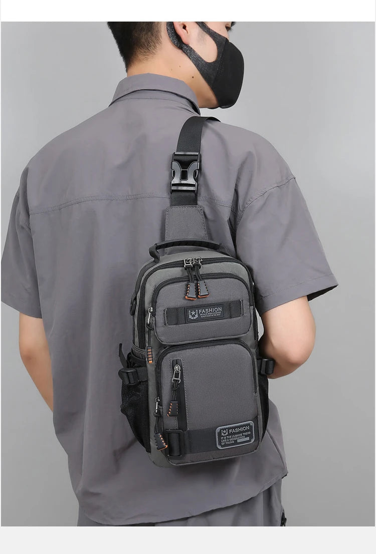 Men's Oxford Chest Pack - Unisex Crossbody Waist Bag with Zipper Pockets