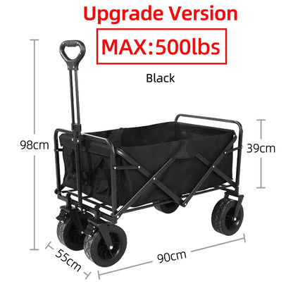 Heavy-Duty Collapsible Beach Wagon - All-Terrain Wheels, Large Capacity Folding Cart for Outdoor Camping