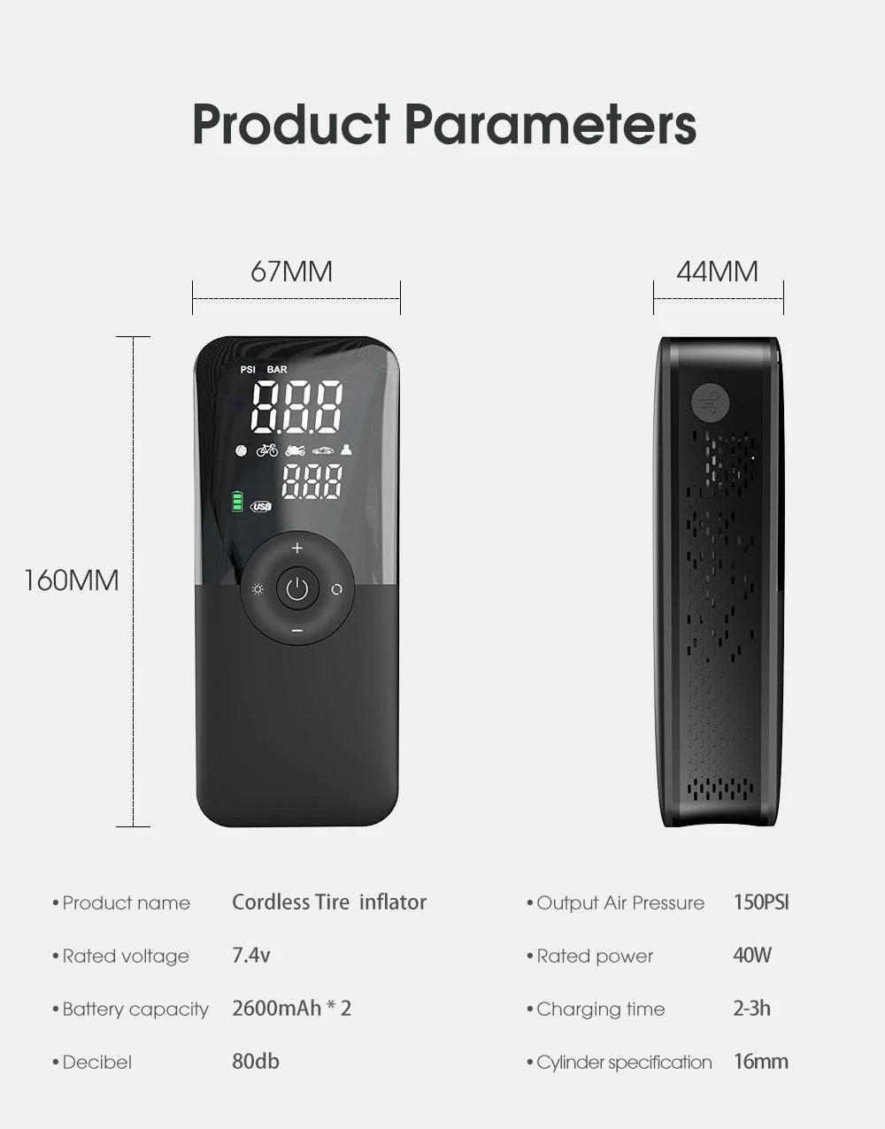 CARSUN Rechargeable Digital Tire Inflator - Portable Cordless Air Compressor for Car, Motorcycle, Bicycle & Balls