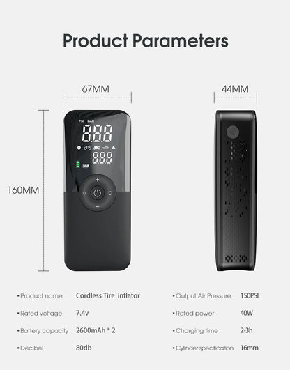 CARSUN Rechargeable Digital Tire Inflator - Portable Cordless Air Compressor for Car, Motorcycle, Bicycle & Balls