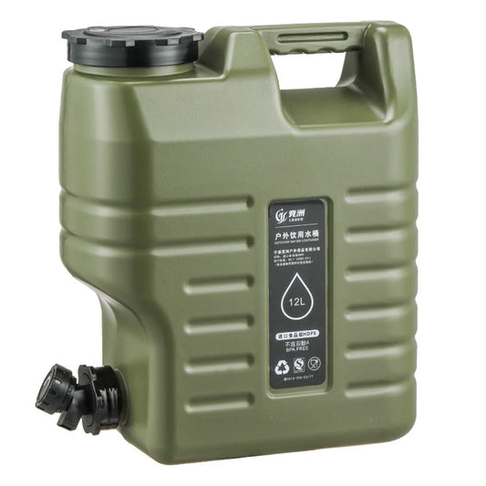 Portable Water Container 12L (3.2 Gallon) - BPA-Free Food-Grade PE Bucket for Camping, Hiking & Emergency Storage