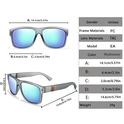 Men's Vintage Large Frame Square Polarized Sunglasses - UV400 Protection for Fishing, Driving, Cycling & Running