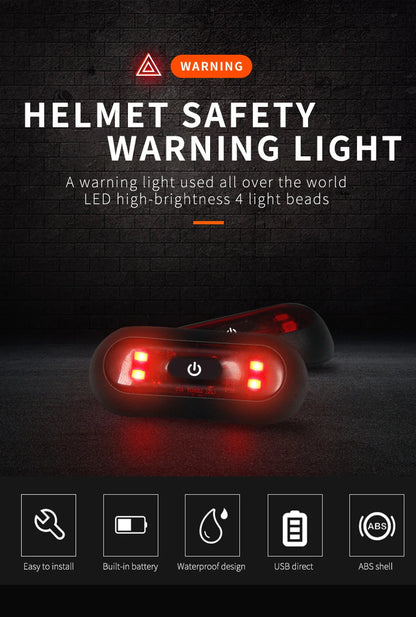 Waterproof LED Helmet Taillight - 4 Lamp Rechargeable Safety Warning Light for Motorcycle & Bicycle