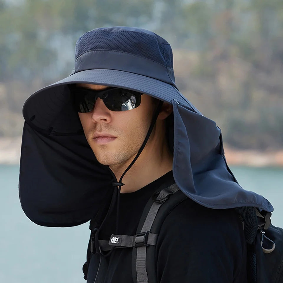 Summer Sunshade Fishing & Cycling Cap - Oversized Brim Dual-Purpose Face Covering Hat with UV Protection