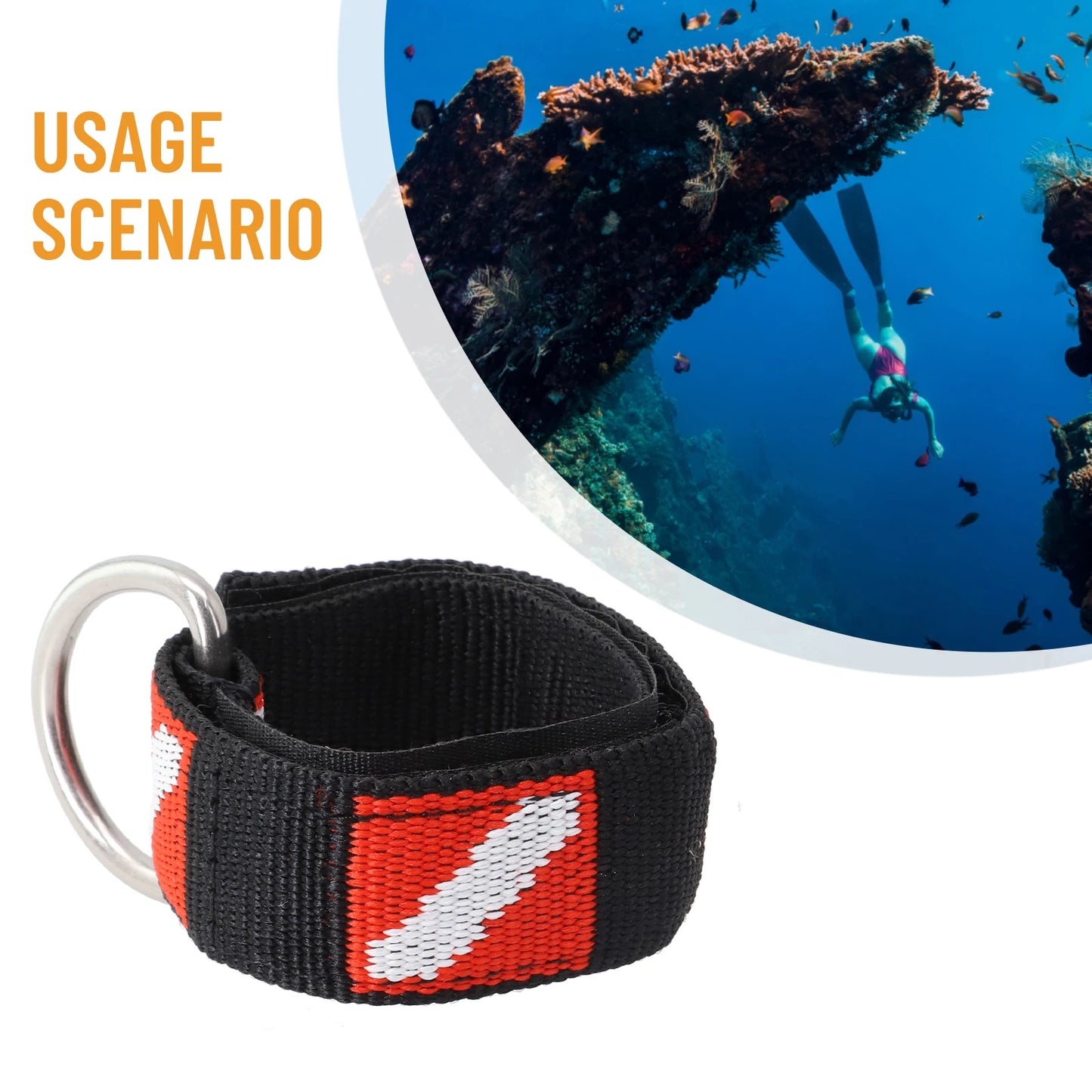 Adjustable Scuba Diving Wrist Lanyard - Metal D-Ring Webbing Strap for Freediving & Swimming Equipment