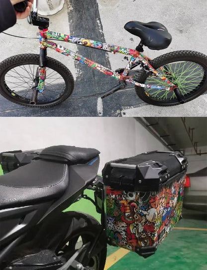 Waterproof PVC Graffiti Vinyl Wrap Film - Cartoon Camouflage Decal Sticker for Cars, Bicycles, Skateboards & Auto Accessories