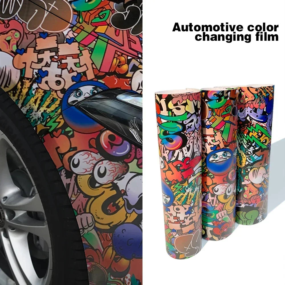 Waterproof PVC Graffiti Vinyl Wrap Film - Cartoon Camouflage Decal Sticker for Cars, Bicycles, Skateboards & Auto Accessories