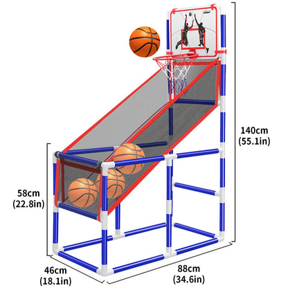 Adjustable Kids Basketball Hoop Set - Indoor/Outdoor Training System with 4 Balls (88cm-140cm Height Range)