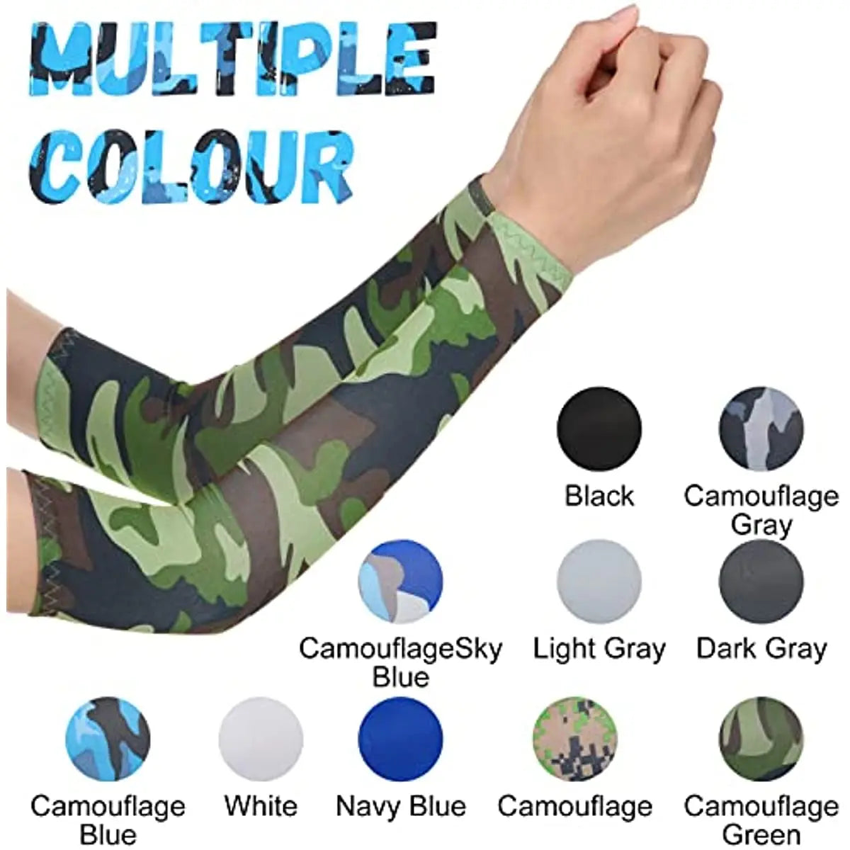 Kids UV Protection Arm Sleeves - Ice Silk Cooling Compression Sleeves for Boys & Girls Outdoor Sports (1 Pair)