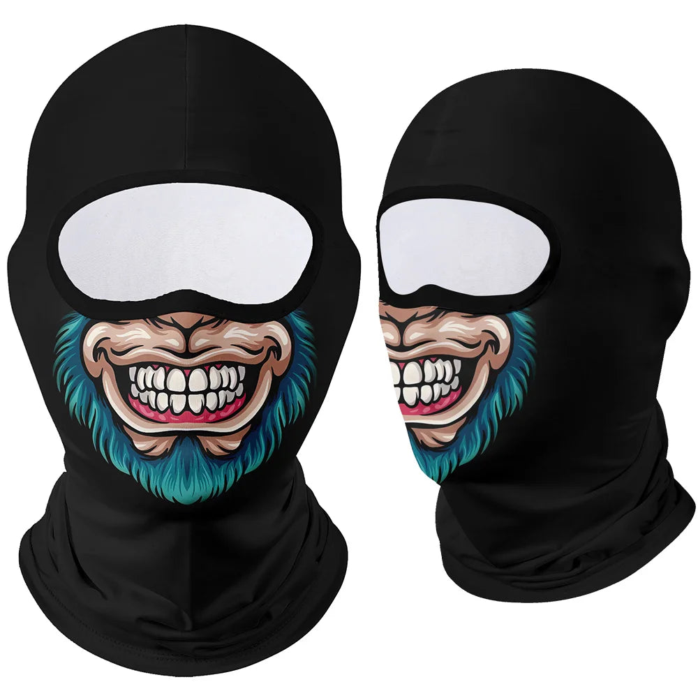Full Face Balaclava Mask - Breathable Windproof UV Sun Protection - Moto Skull Ghost Clown Design for Summer Spring