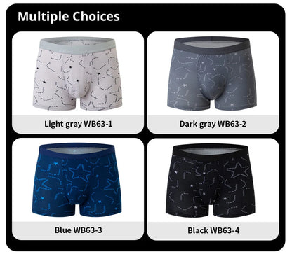 Men's Printed Fashion Boxer Briefs - 4/5 Pack European & American Sizes, Plus Size Comfortable Underwear & Swim Trunks