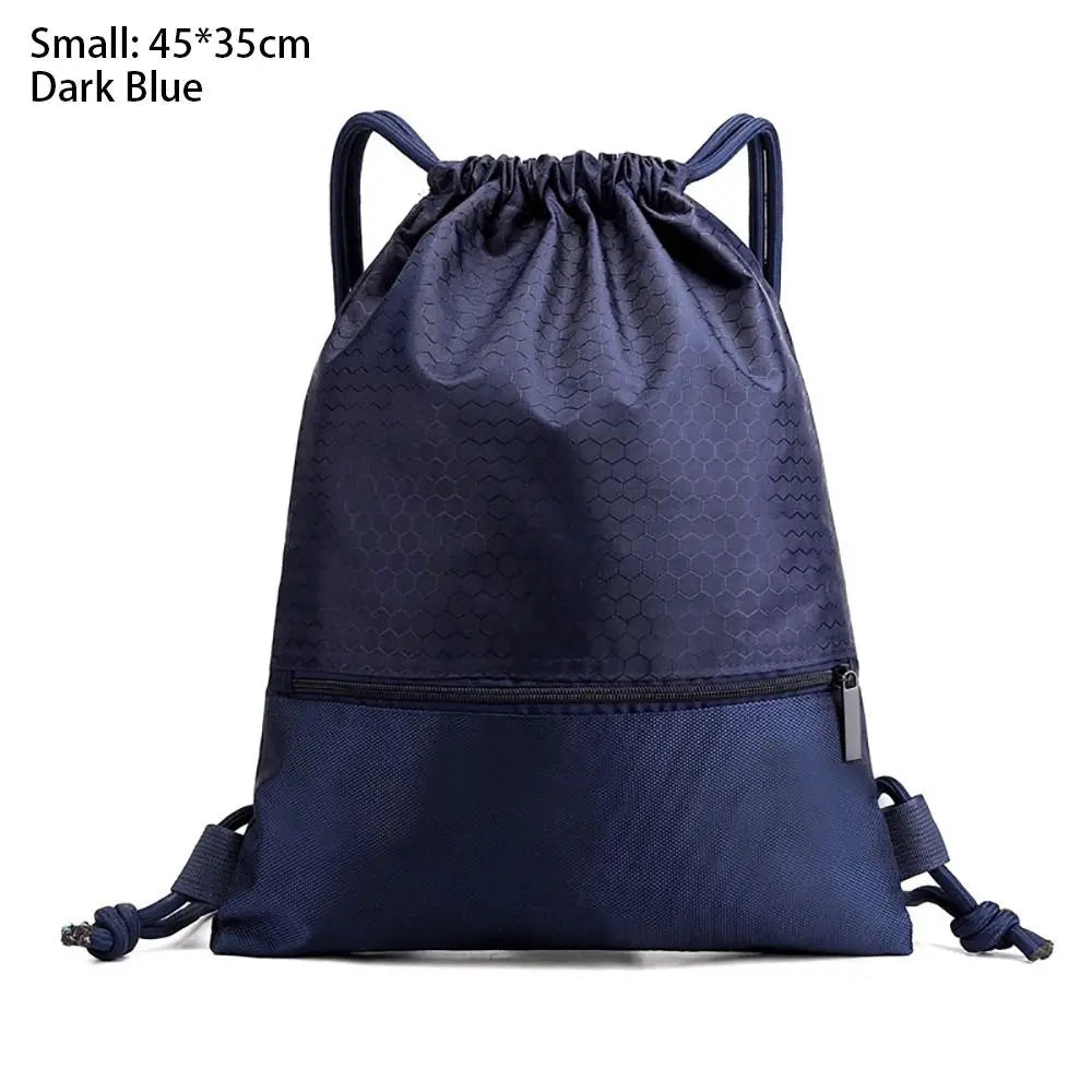 Waterproof Drawstring Sports Backpack with Zipper Pocket - Lightweight Gym Sackpack for Basketball & Training