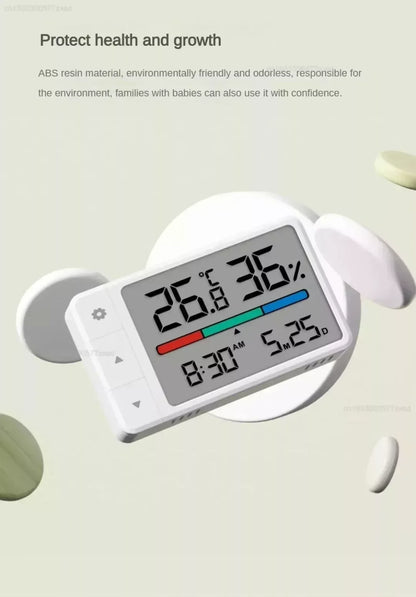 Mini Digital Thermometer Hygrometer with Clock – HD Weather Station for Training Spaces