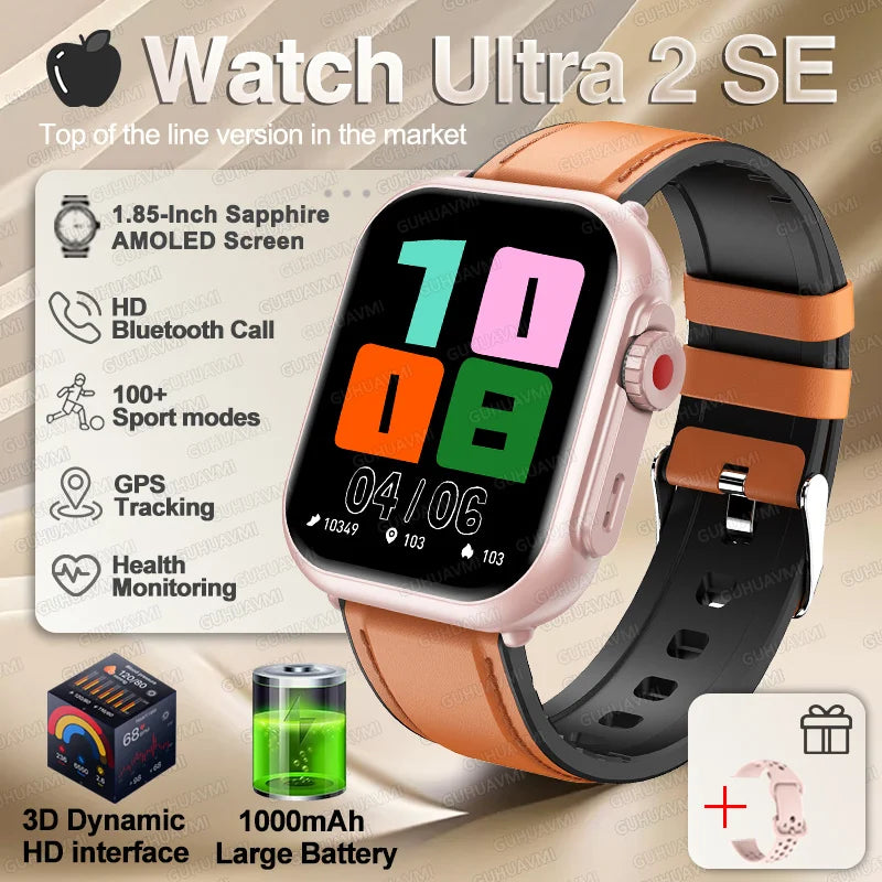 Ultra 2 SE Smart Watch - 1000mAh AMOLED GPS Fitness Tracker with Heart Rate Monitor & HD Calling for iOS & Android