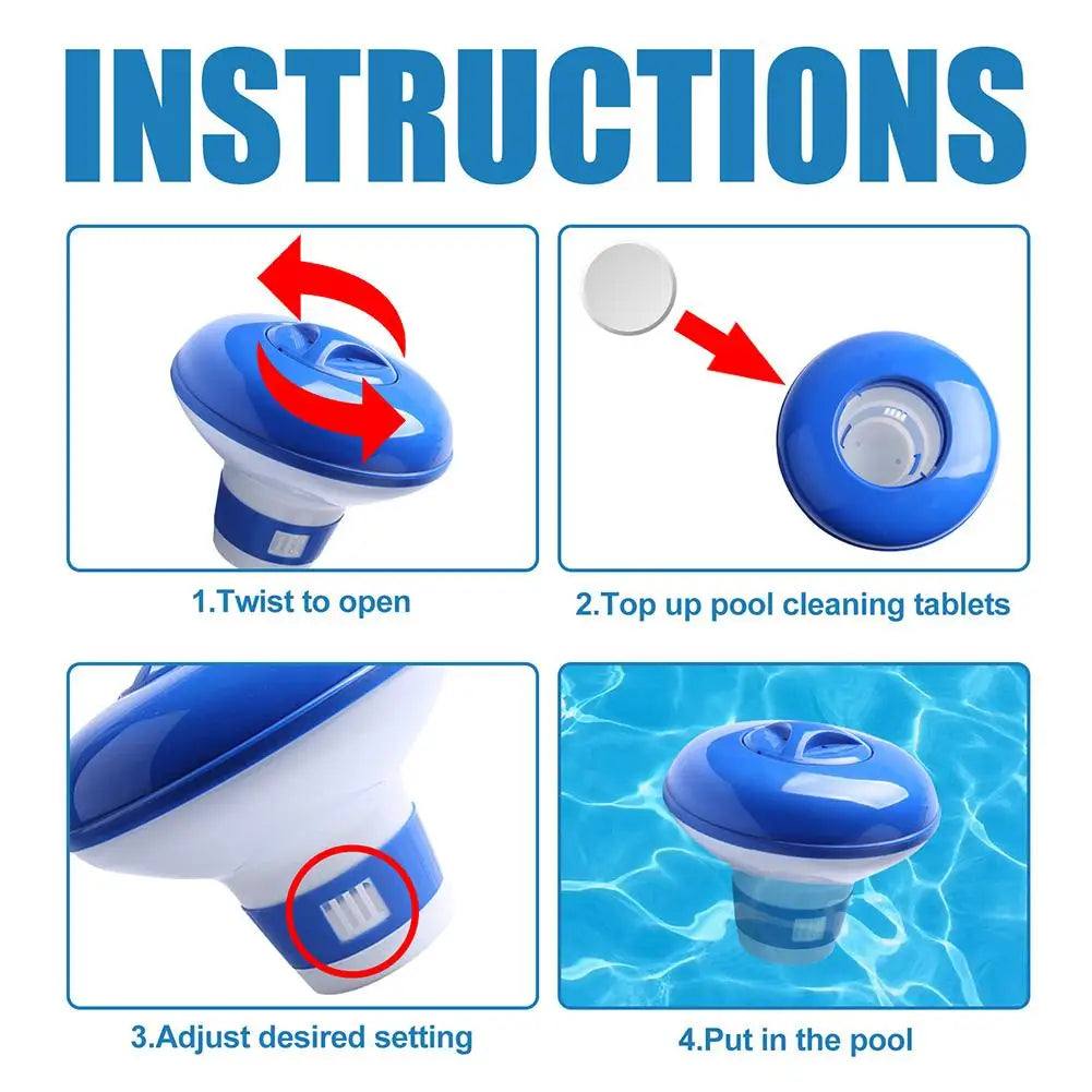 Automatic Pool Water Purifier - Floating Chlorine Dispenser for Swimming Pool Disinfection and Sterilization