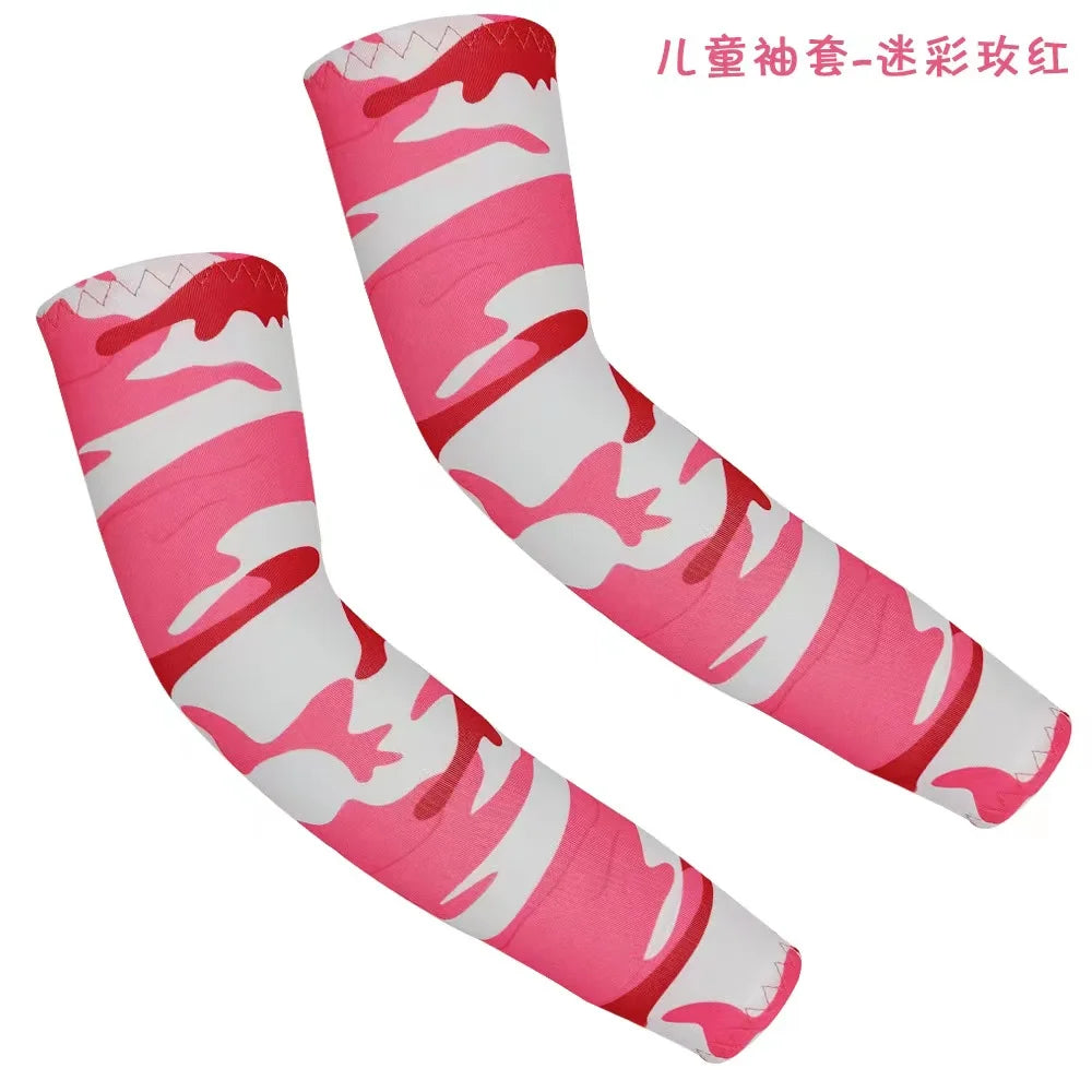 Kids UV Protection Arm Sleeves - Ice Silk Cooling Compression Sleeves for Boys & Girls Outdoor Sports (1 Pair)