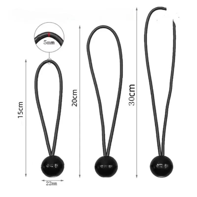 Elastic Bungee Ball Ties - 10 Pack Canvas Tarpaulin Cord Ends for Flagpole, Boat, Camping Tent & Outdoor Accessories