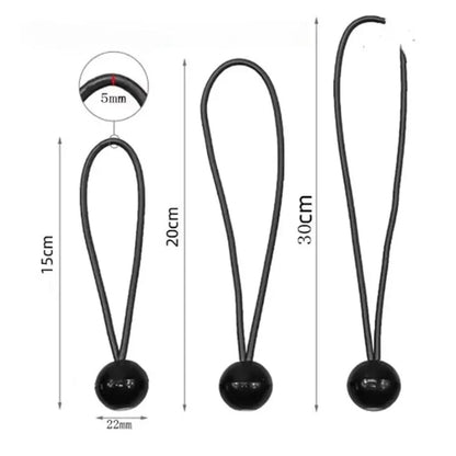 Elastic Bungee Ball Ties - 10 Pack Canvas Tarpaulin Cord Ends for Flagpole, Boat, Camping Tent & Outdoor Accessories