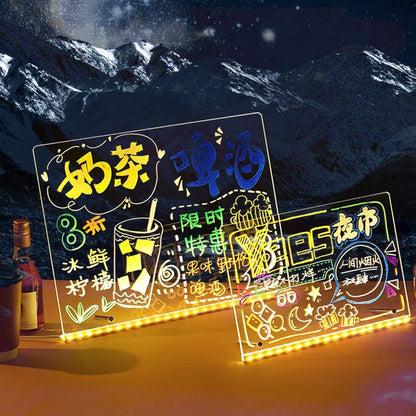 LED Acrylic Drawing Board - Rewritable Children's Message Lamp with 7 Colorful Pens