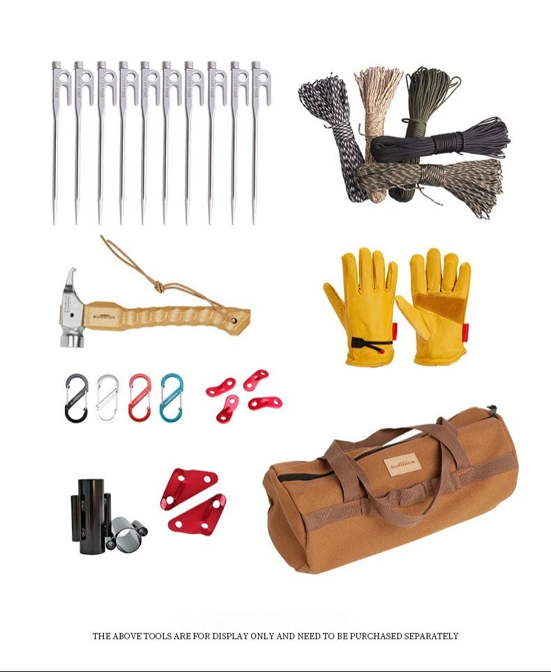 Camping Tent Peg Storage Bag - Canvas Organizer with Handle for Stakes, Ropes & Hammer