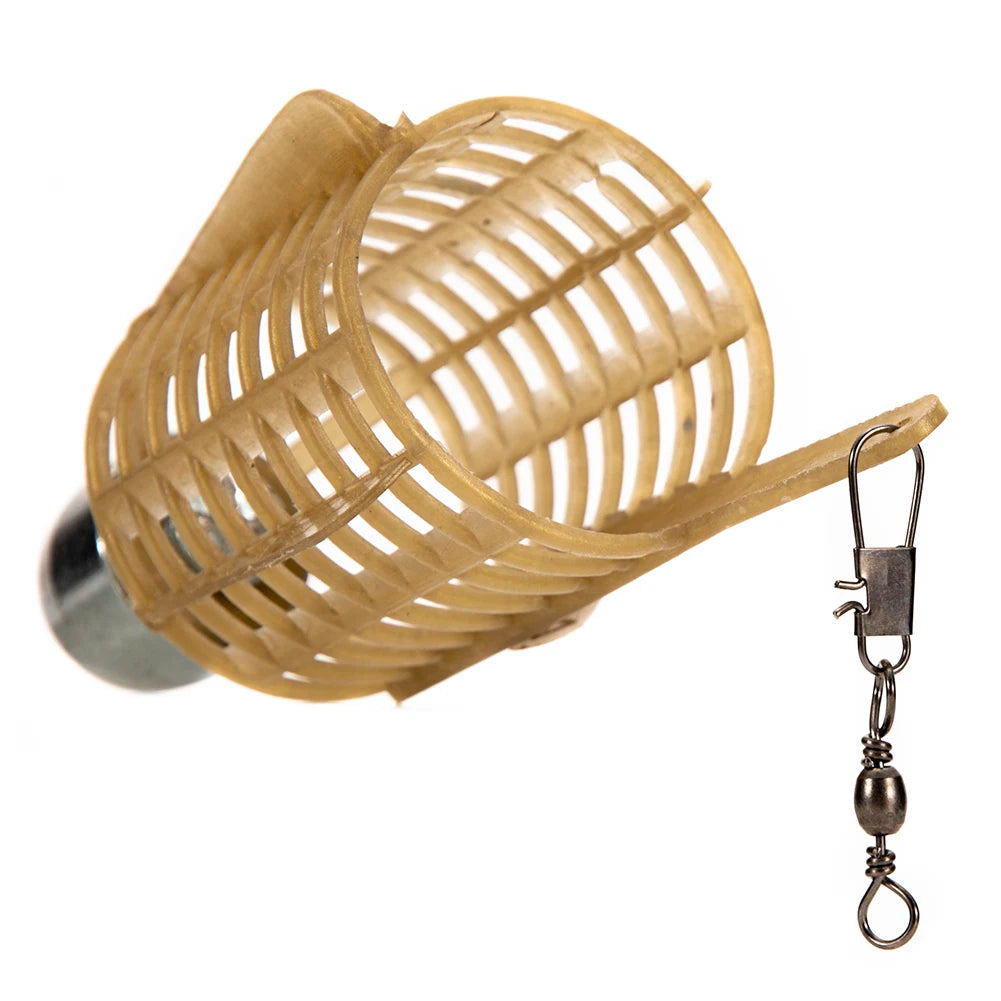 Fishing Bait Cage with Iron Head - Spherical Explosion Basket Feeder Holder Hook Tackle
