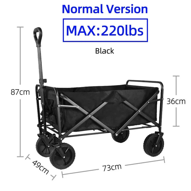 Heavy-Duty Collapsible Beach Wagon - All-Terrain Wheels, Large Capacity Folding Cart for Outdoor Camping