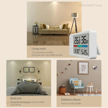 Mini Digital Thermometer Hygrometer with Clock – HD Weather Station for Training Spaces