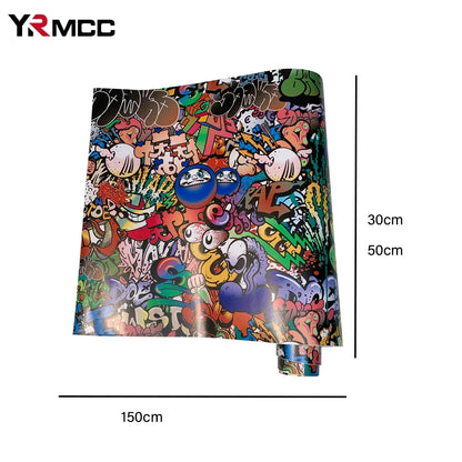 Waterproof PVC Graffiti Vinyl Wrap Film - Cartoon Camouflage Decal Sticker for Cars, Bicycles, Skateboards & Auto Accessories